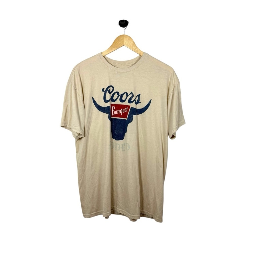 Vintage Coors Banquet Men’s Classic Crewneck Graphic Tee Beige/Navy L